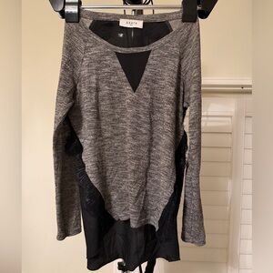 Gray and Black Long Sleeve Top